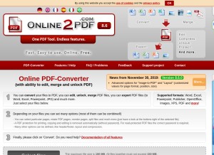 How online2pdf.com looks like on a tablet such as an iPad.