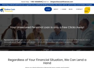 How onlinecashfinances.com looks like on a tablet such as an iPad.