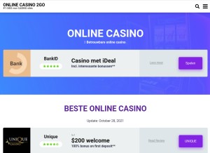 How onlinecasino2go.com looks like on a tablet such as an iPad.