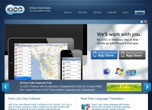 How onlinechatcenters.com looks like on a tablet such as an iPad.