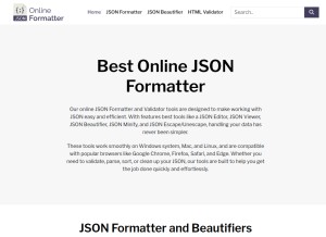 How onlinejsonformatter.com looks like on a tablet such as an iPad.