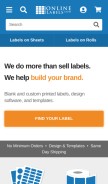 How onlinelabels.com looks like on a mobile device such as an iPhone.