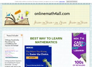 How onlinemath4all.com looks like on a tablet such as an iPad.
