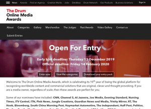 How onlinemediaawards.net looks like on a tablet such as an iPad.