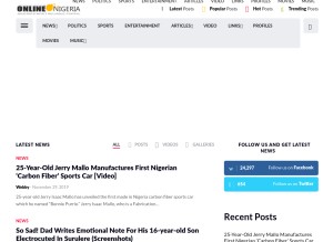 How onlinenigeria.com looks like on a tablet such as an iPad.