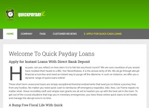 How onlinepaydayloanz.com looks like on a tablet such as an iPad.