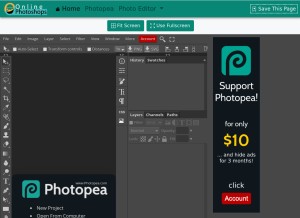 How onlinephotoshops.com looks like on a tablet such as an iPad.