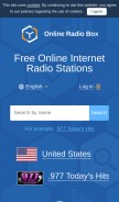 How onlineradiobox.com looks like on a mobile device such as an iPhone.