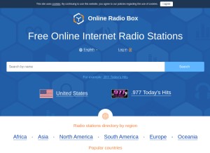 How onlineradiobox.com looks like on a tablet such as an iPad.