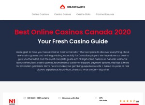 How onlinercasino.ca looks like on a tablet such as an iPad.
