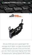 How onlinetypingtests.com looks like on a mobile device such as an iPhone.
