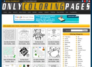 How onlycoloringpages.net looks like on a tablet such as an iPad.