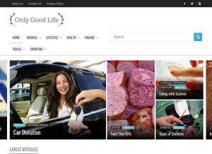 How onlygoodlife.co looks like on a tablet such as an iPad.