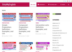 How onlymyenglish.com looks like on a tablet such as an iPad.