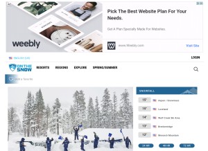 How onthesnow.com looks like on a tablet such as an iPad.