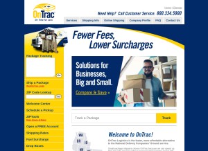How ontrac.com looks like on a tablet such as an iPad.