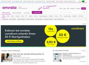 How onvista.de looks like on a tablet such as an iPad.