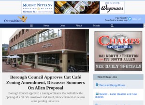 How onwardstate.com looks like on a tablet such as an iPad.