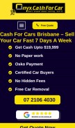 How onyxcashforcars.com.au looks like on a mobile device such as an iPhone.