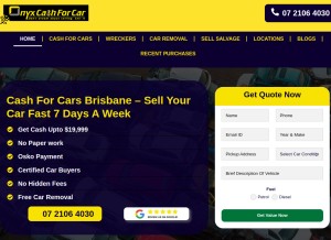How onyxcashforcars.com.au looks like on a tablet such as an iPad.