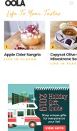 How oola.com looks like on a mobile device such as an iPhone.