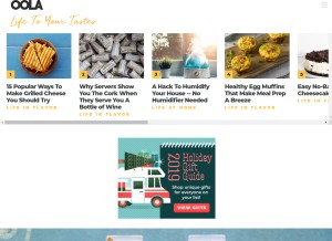 How oola.com looks like on a tablet such as an iPad.