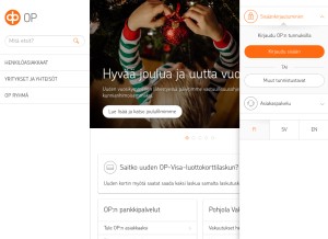 How op.fi looks like on a tablet such as an iPad.
