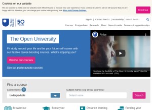 How open.edu looks like on a tablet such as an iPad.