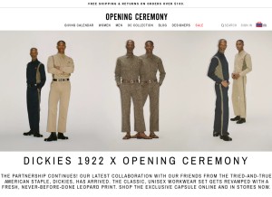 How openingceremony.com looks like on a tablet such as an iPad.