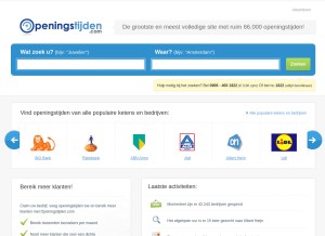 How openingstijden.com looks like on a tablet such as an iPad.