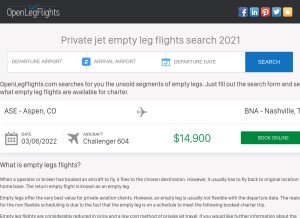 How openlegflights.com looks like on a tablet such as an iPad.
