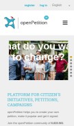 How openpetition.de looks like on a mobile device such as an iPhone.