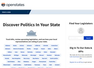 How openstates.org looks like on a tablet such as an iPad.