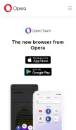 How opera.com looks like on a mobile device such as an iPhone.