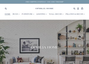 How ophiliahome.com looks like on a tablet such as an iPad.