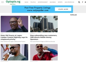 How opiopio.ng looks like on a tablet such as an iPad.