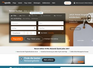 How opodo.at looks like on a tablet such as an iPad.