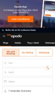 How opodo.de looks like on a mobile device such as an iPhone.