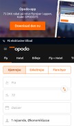 How opodo.dk looks like on a mobile device such as an iPhone.