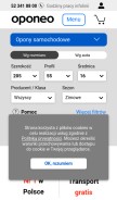 How oponeo.pl looks like on a mobile device such as an iPhone.