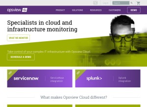 How opsview.com looks like on a tablet such as an iPad.
