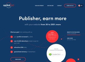 How optad360.com looks like on a tablet such as an iPad.