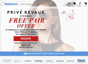 How opticontacts.com looks like on a tablet such as an iPad.