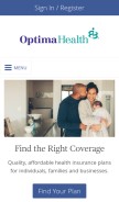 How optimahealth.com looks like on a mobile device such as an iPhone.