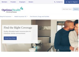 How optimahealth.com looks like on a tablet such as an iPad.