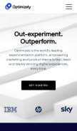 How optimizely.com looks like on a mobile device such as an iPhone.