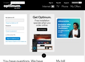 How optimum.net looks like on a tablet such as an iPad.