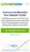 How optinmonster.com looks like on a mobile device such as an iPhone.