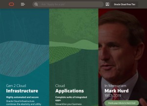 How oracle.com looks like on a tablet such as an iPad.