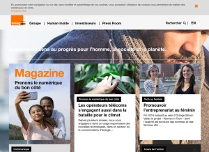 How orange.com looks like on a tablet such as an iPad.